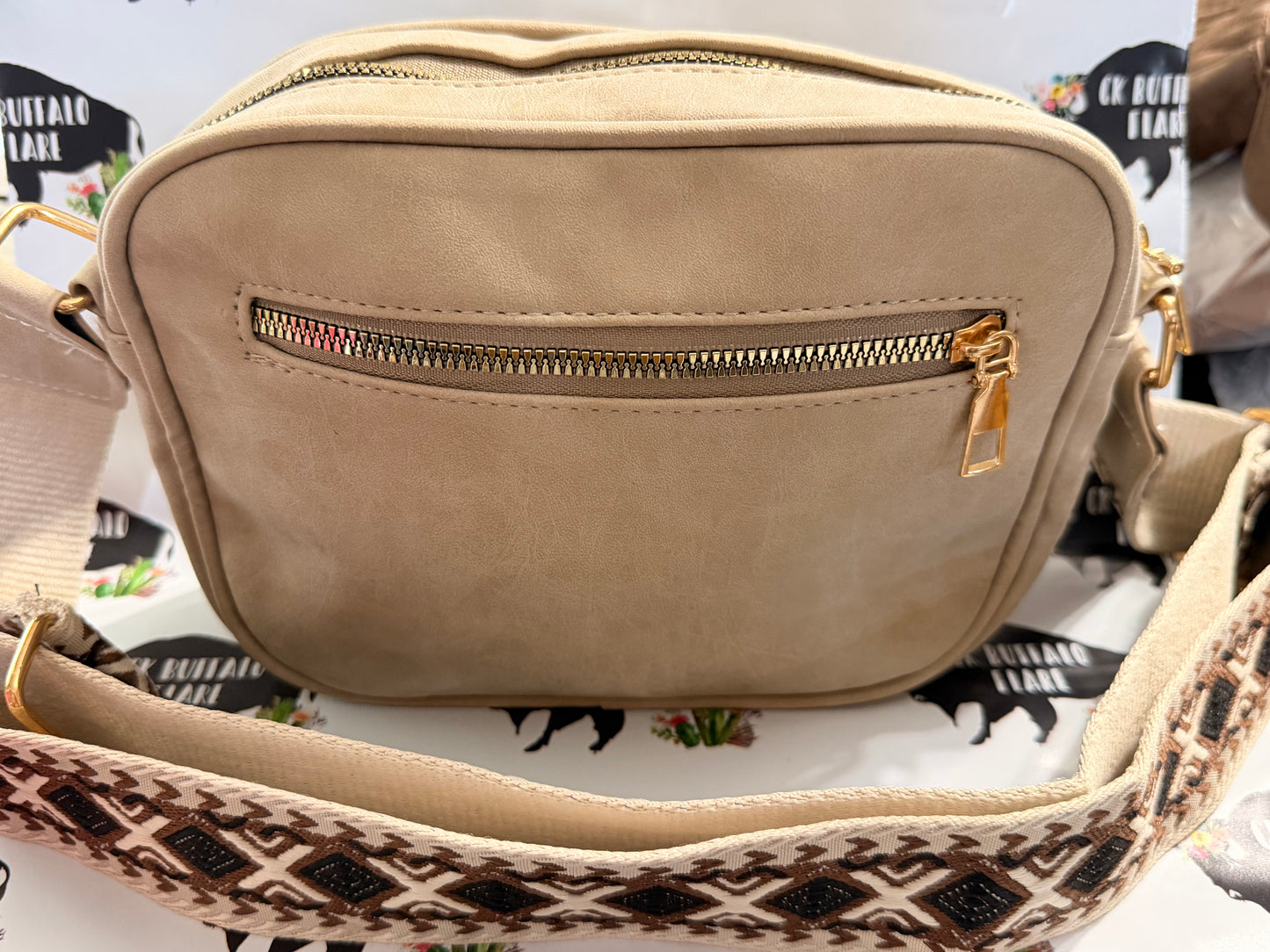 Wide Strap CK Crossbody (Ivory)