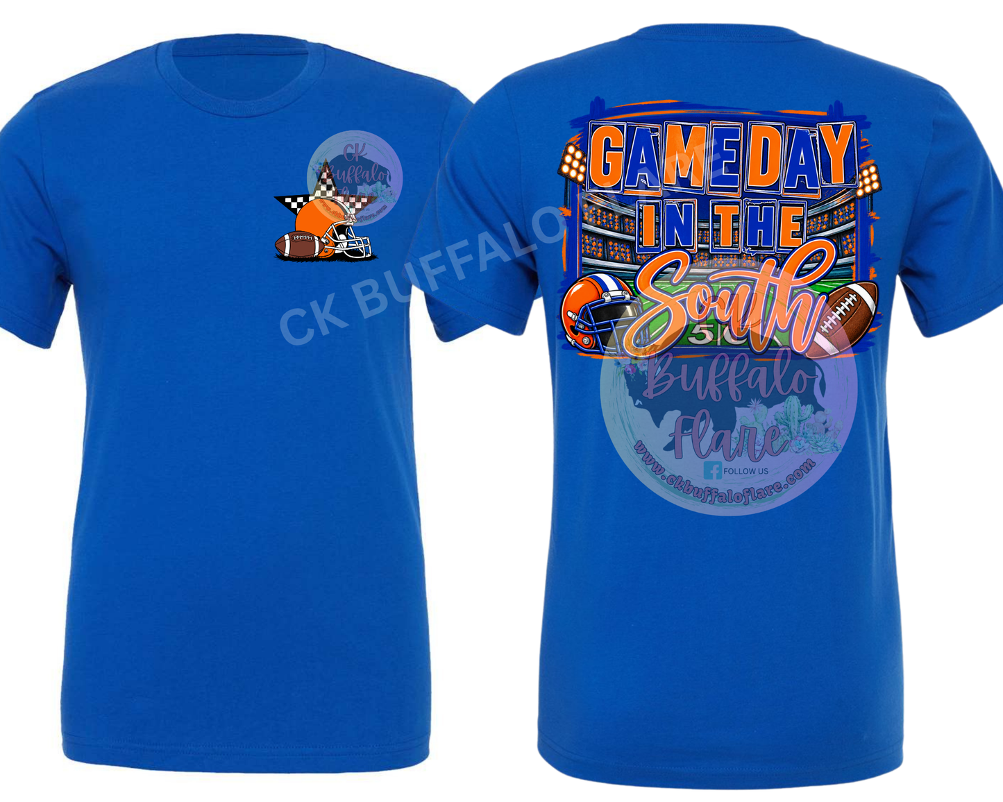 Game day in the south - orange and blue (front & back) as shown