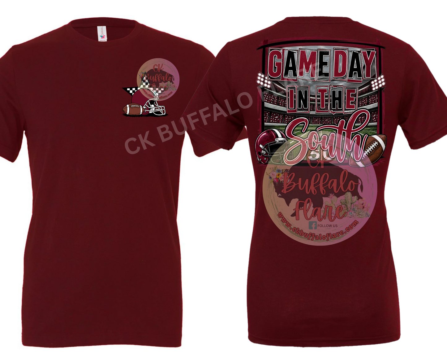 Game day in the south - maroon and black (front & back) as shown