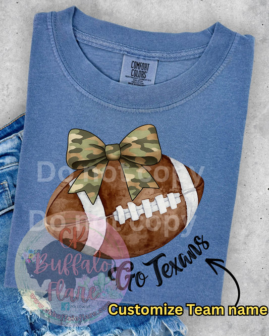 Camo Bow FOOTBALL (Customize team name)