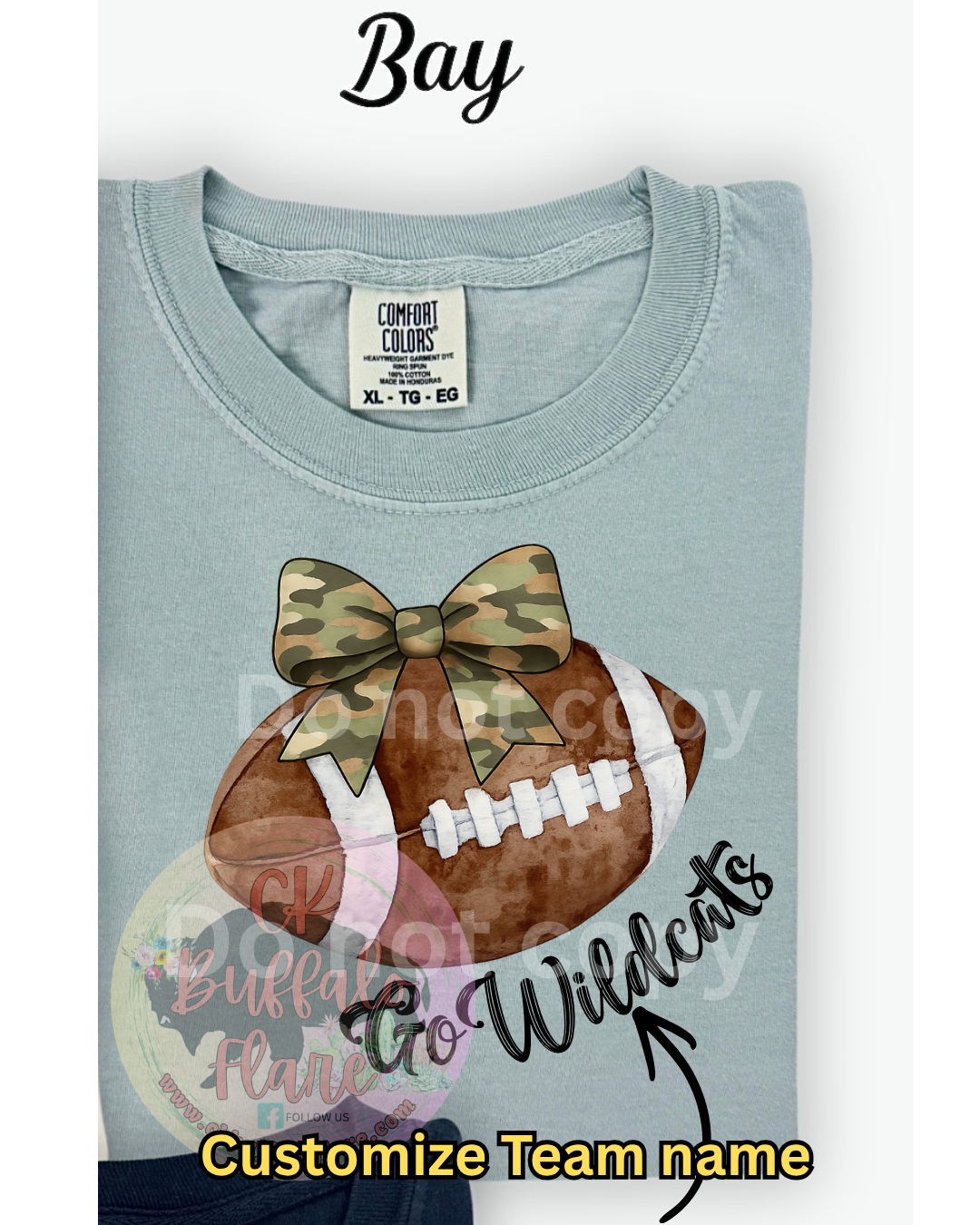 Camo Bow FOOTBALL (Customize team name)