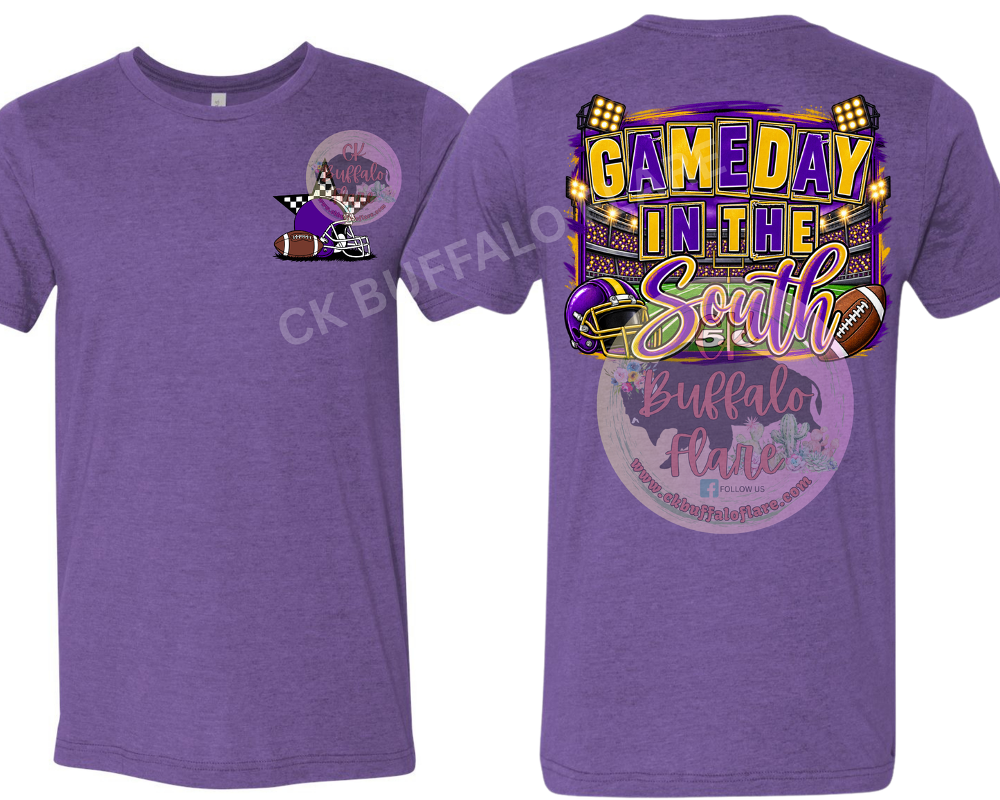 Game day in the south - purple and gold (front & back) as shown